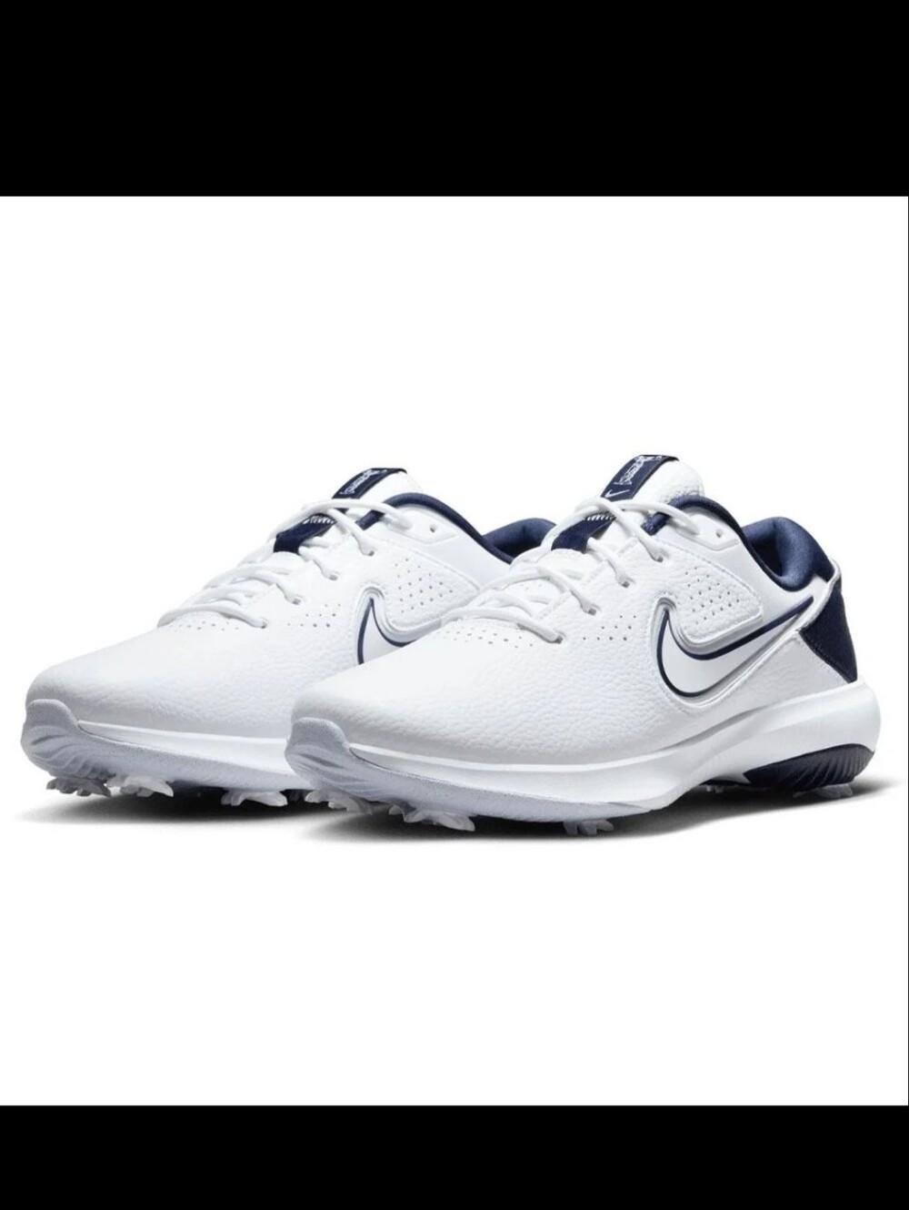 Nike White and Navy Athletic Golf Sneakers